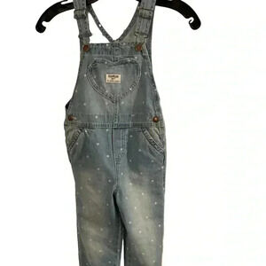 Oshkosh girls denim overall with small pink hearts size 5T
